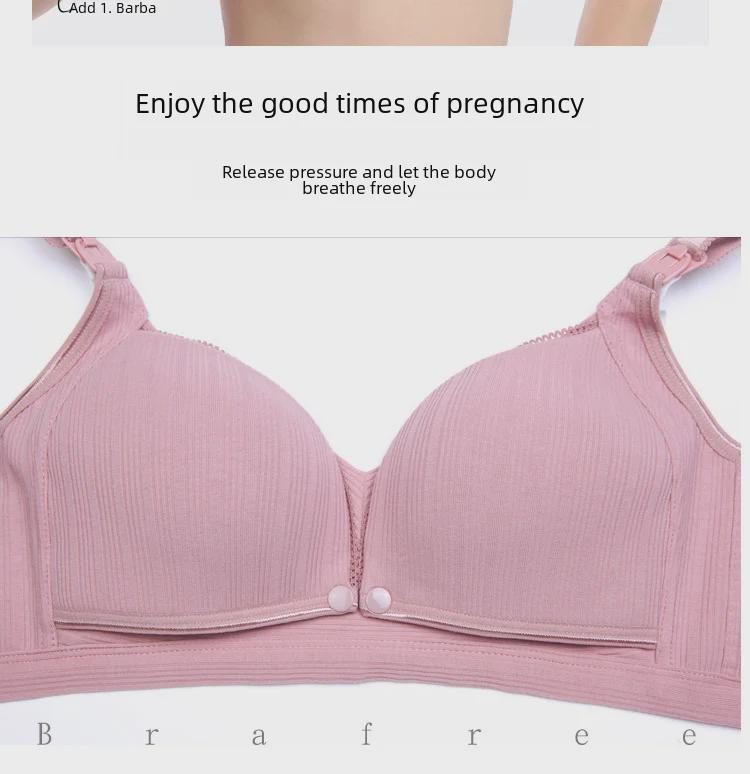 Wireless Nursing Bra: Threaded Thin, Double Buckle, Anti-Exposure for Pregnancy & Breastfeeding