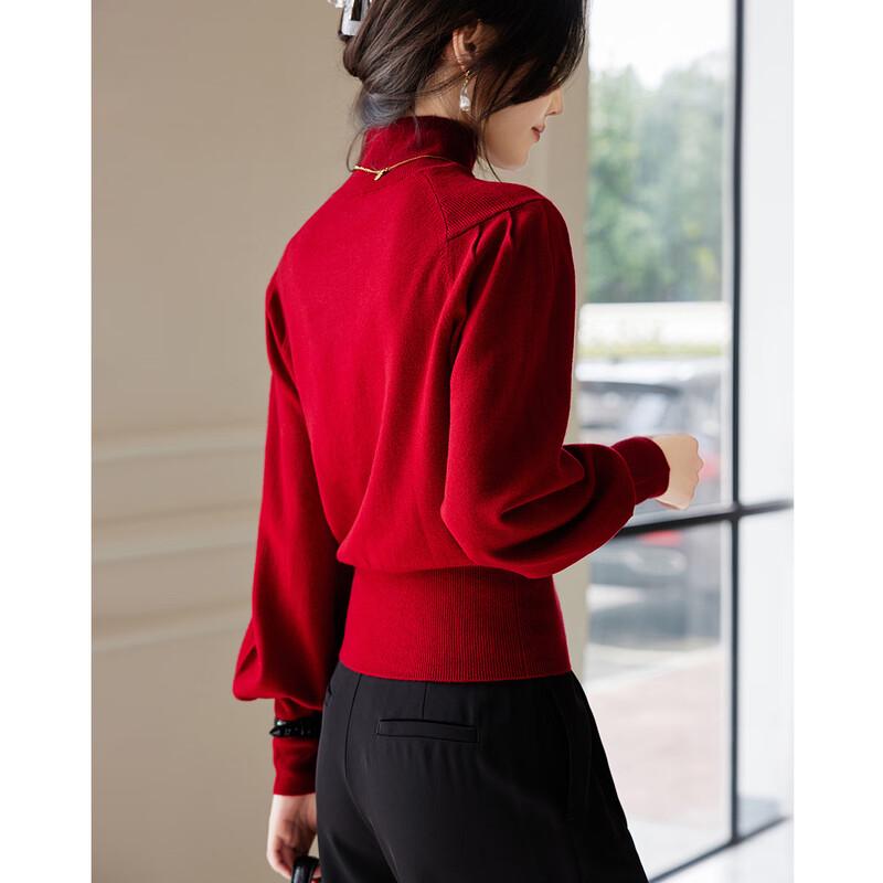 Demana Women's Merino Wool High-Neck Long Sleeve Sweater