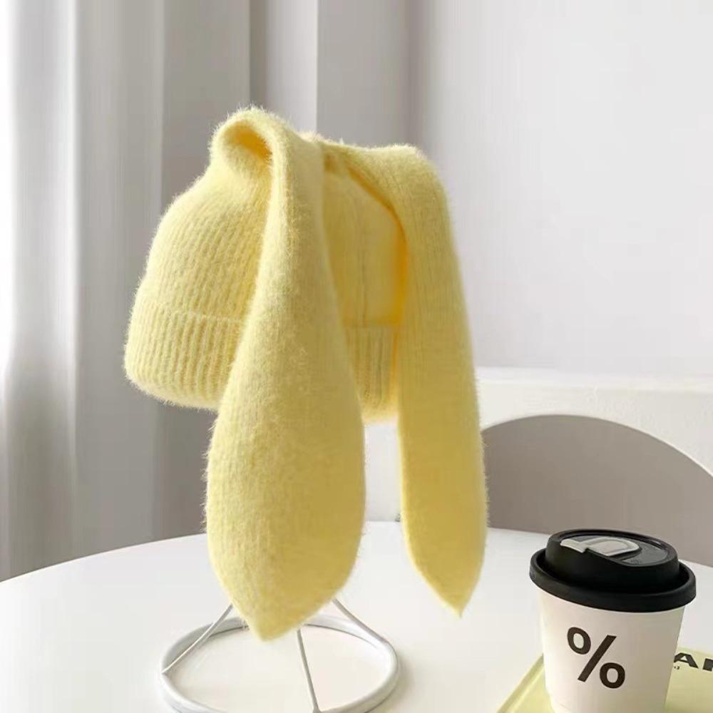 Winter Warm Earflap Hat Long Ears Rabbit Pullover Hat Cute Beanies Caps Women