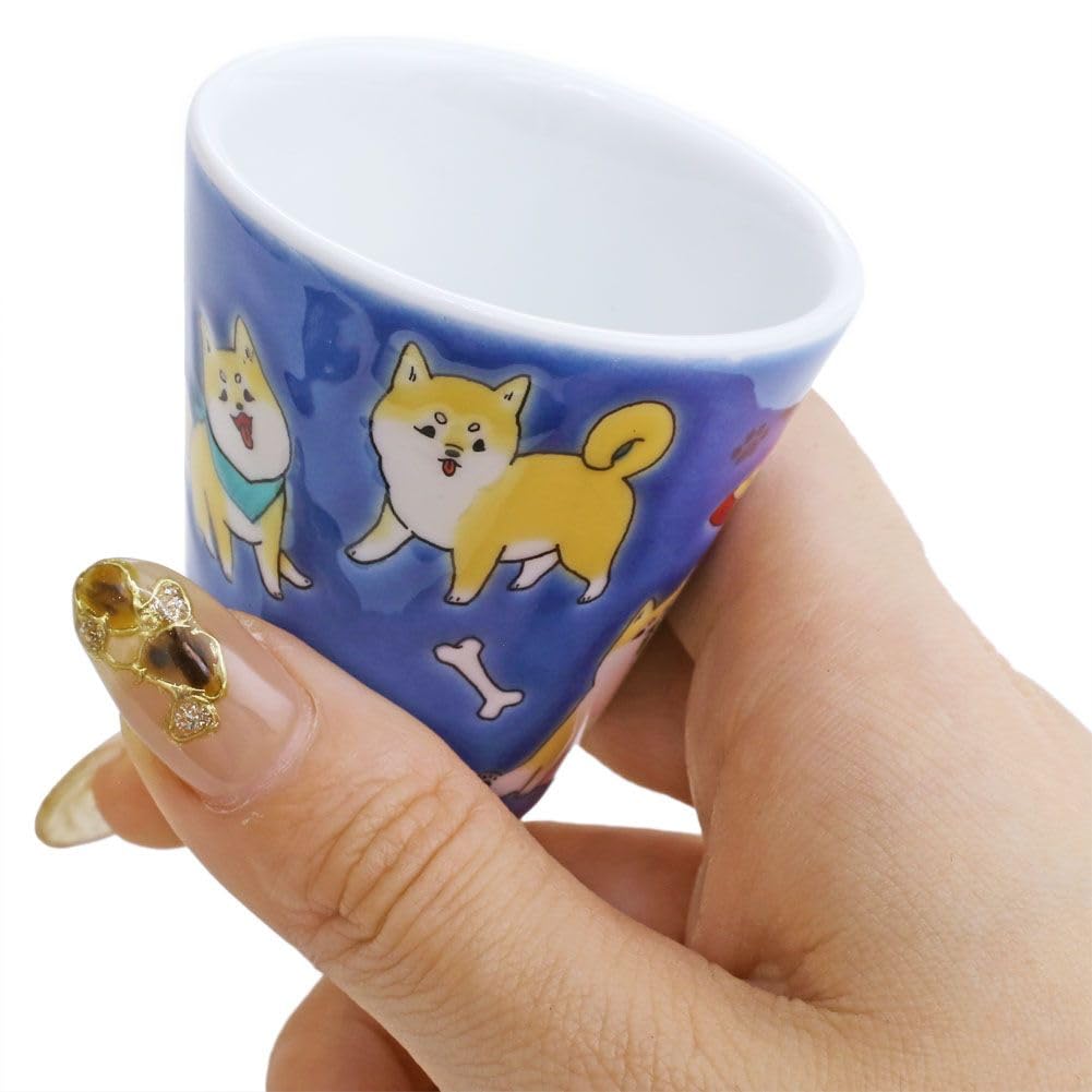 Kutani a traditional craft of the Hokuriku A sake cup featuring a dog A lucky charm sake accessory stationery interior round and treasure perfect for