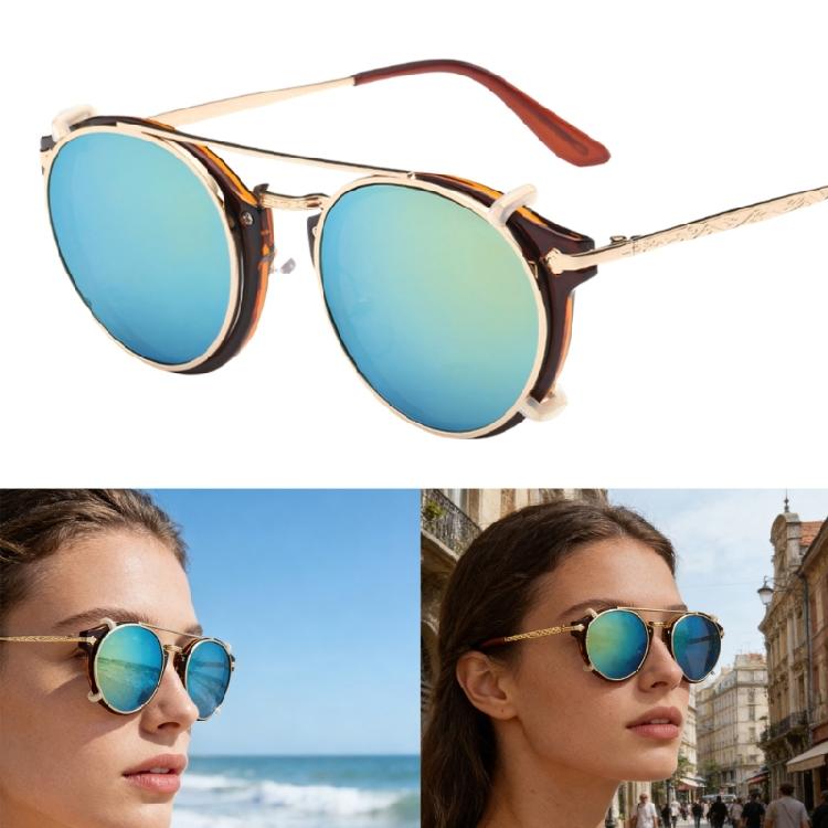 Fashion Round Frame Sunglasses Eyeglasses For Men Women With UV400 Shielding And Outdoor Motorcycling Driving Eyewear