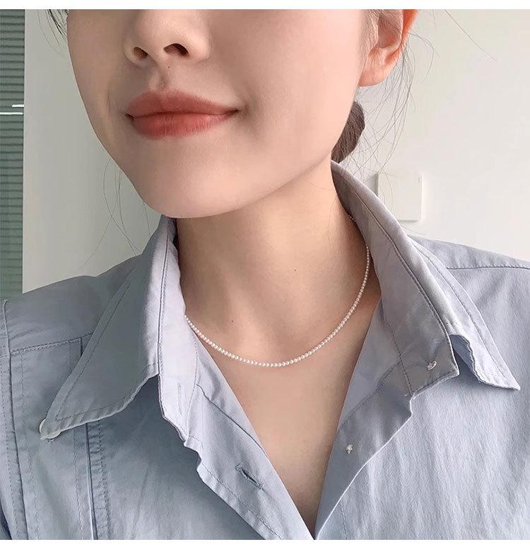 High-Gloss Mother-of-Pearl Necklace: Women's Exquisite, Durable, Strong Light Baby Rice Beads Clavicle Chain