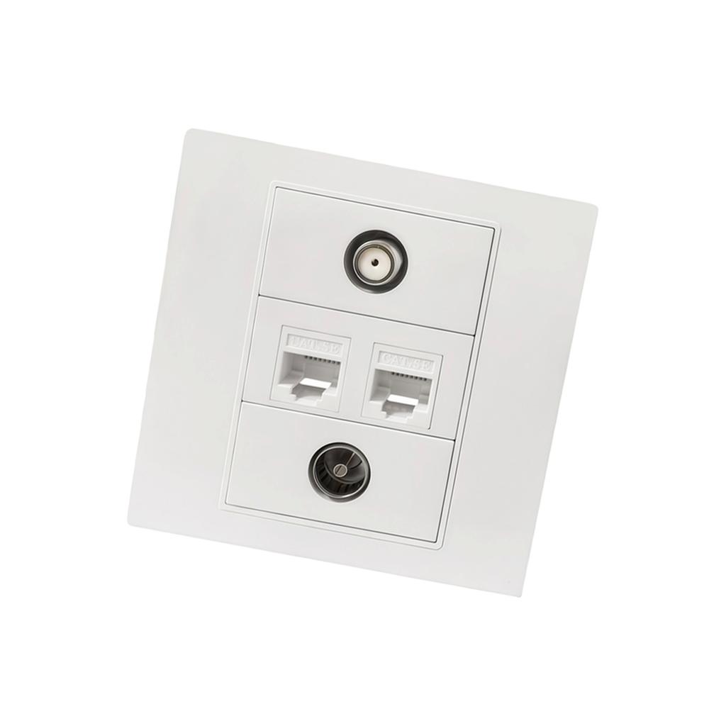 Quality Multimedia TV RJ45 F Connectors Wall Plate Easy Not Solder Direct Plugs Installation Networking Socket Faceplate