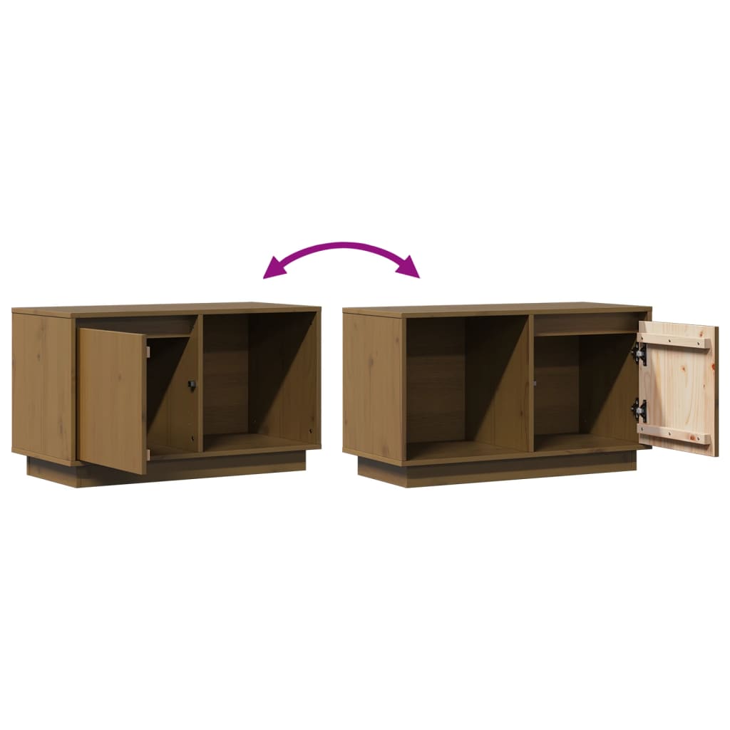 Vidaxl TV Cabinet, Honey Brown, 74X35X44 Cm, Solid Pine Wood