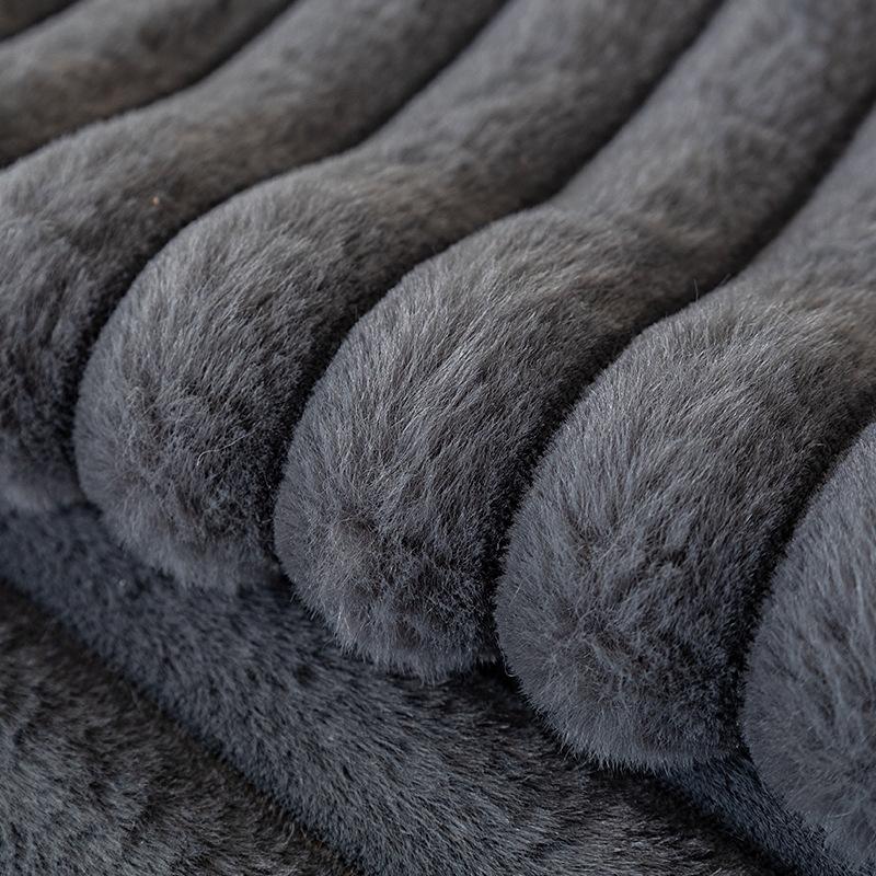 Rabbit Plush Straight Strip Sofa Cover Thicken Simplicity Sofa Mat Couch Covers for Living Room Solid Color Anti-slip Couch Mat