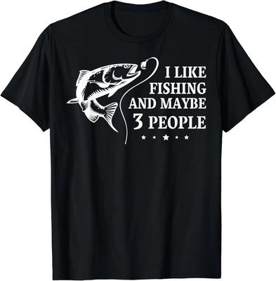Mi piace pescare e forse 3 persone Maglietta Unisex Divertente Regalo per Amante della Pesca