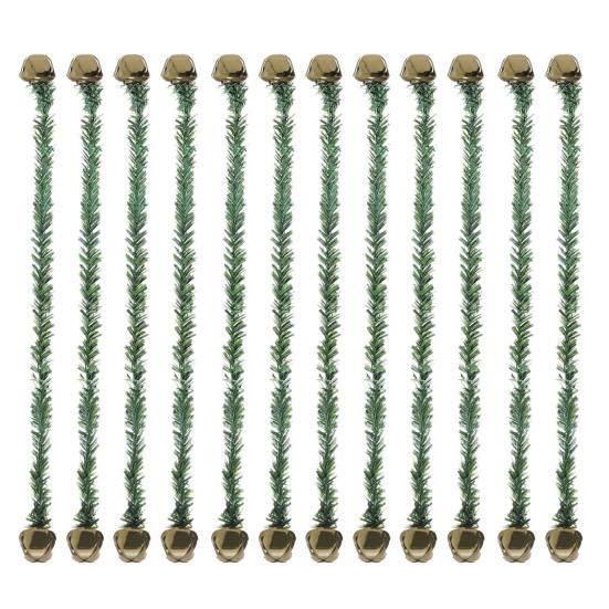 Christmas Garland Ties with Bells Decorative Rope Straps for Wreaths Railings Stairs Flexible Faux Pine Needle Twist Ties Xmas Holiday Decor