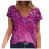 Women's Fashion Casual Plus Size Scenic Flowers Printing Round Neck T-Shirt Tops