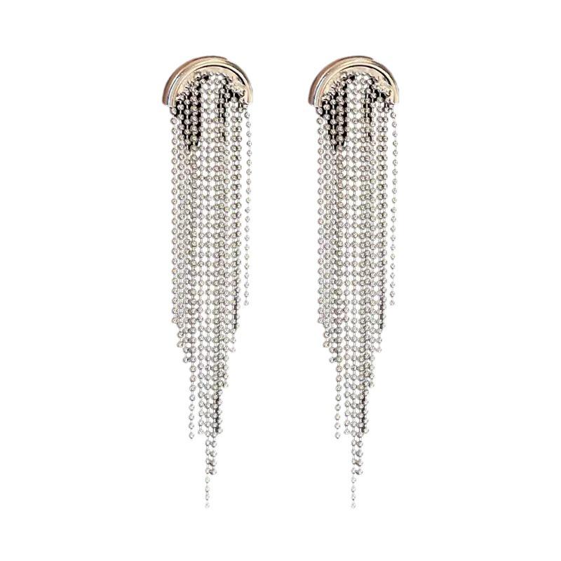 S925 Sterling Silver Sleek Tassel Earrings - Elegant, High-End, Versatile Design for Women