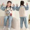 Girls Coral Fleece Pajama Set With Hooded Cartoon Character Design Winter Warm Sleepwear Kids 8 Years
