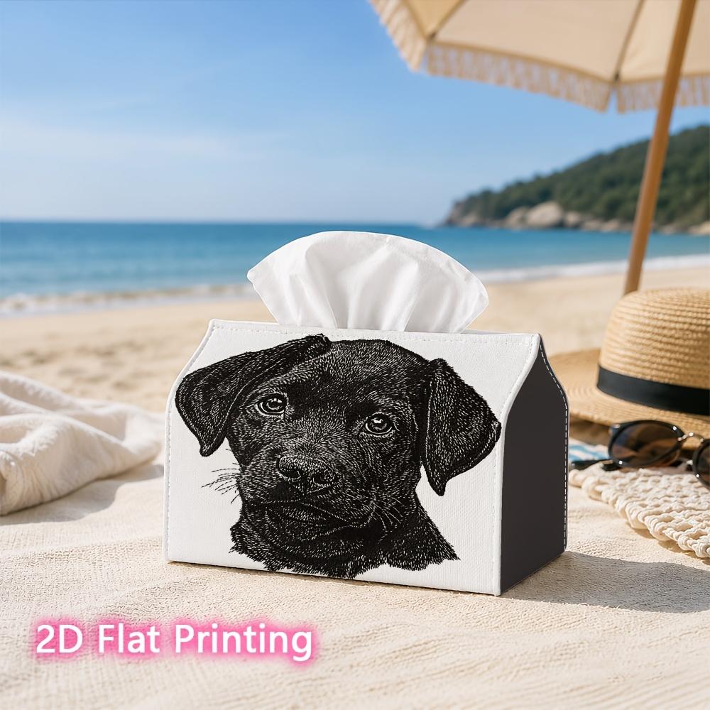 1pc, 2D Flat Printing, Tissue Box Black Labrador Retriever Portrait Pattern Printed Tissue Box, Suitable for Napkin Storage In Cars, Kitchens, And Res