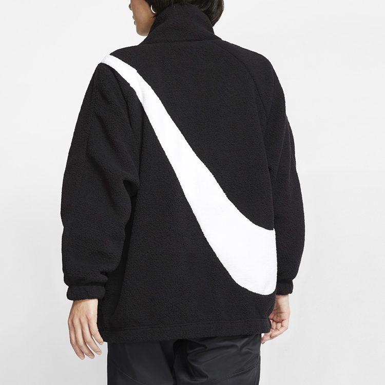 Nike Large Logo Sherpa Reversible Fleece Lined Velvet Feel Coat US Version Women's Black CI8937-010