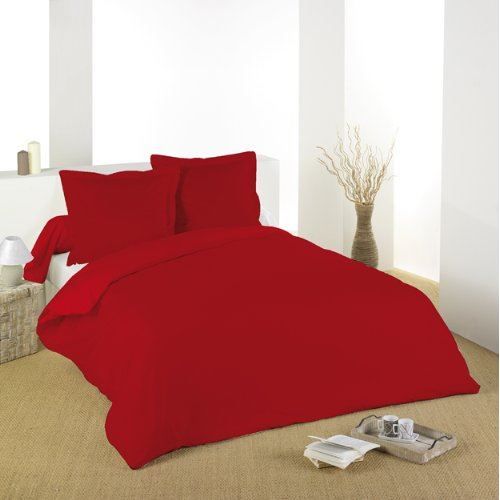 Taie d'oreiller - Alicia - Rouge - 65x65 cm - Coton - Finition bourdon volant 5 cm