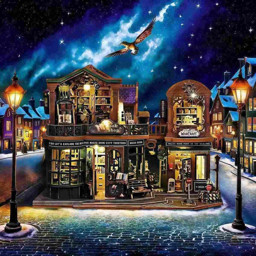 FSEARRT Dollhouse DIY Kit Set, Miniature Dollhouse Kit, Living Room Decor, Gift, Relaxing Item (Twilight Bookstore (Dustproof Case))