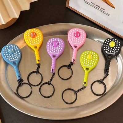 PVC Tennis Racket Keychain Soft Rubber Racket Bag Pendant Creativity Sports Key Ring Fashion Gifts
