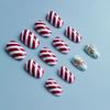 24 Pcs Press On Nails Gingerbread Man Candy Cane Christmas Design Holiday Patterns