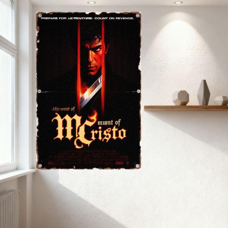 The Count of Monte Cristo Vintage Movie Poster Adventure Revenge Dark Textured Metal Tin Sign for Home Bar Cafe Man Cave Decor