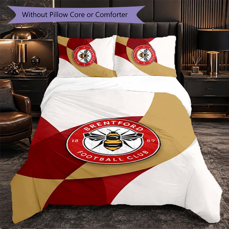 Set Biancheria da Letto Brentford Football 3 Pezzi Morbido Set Copripiumino con Federe Set Decorazione Camera da Letto per la Casa