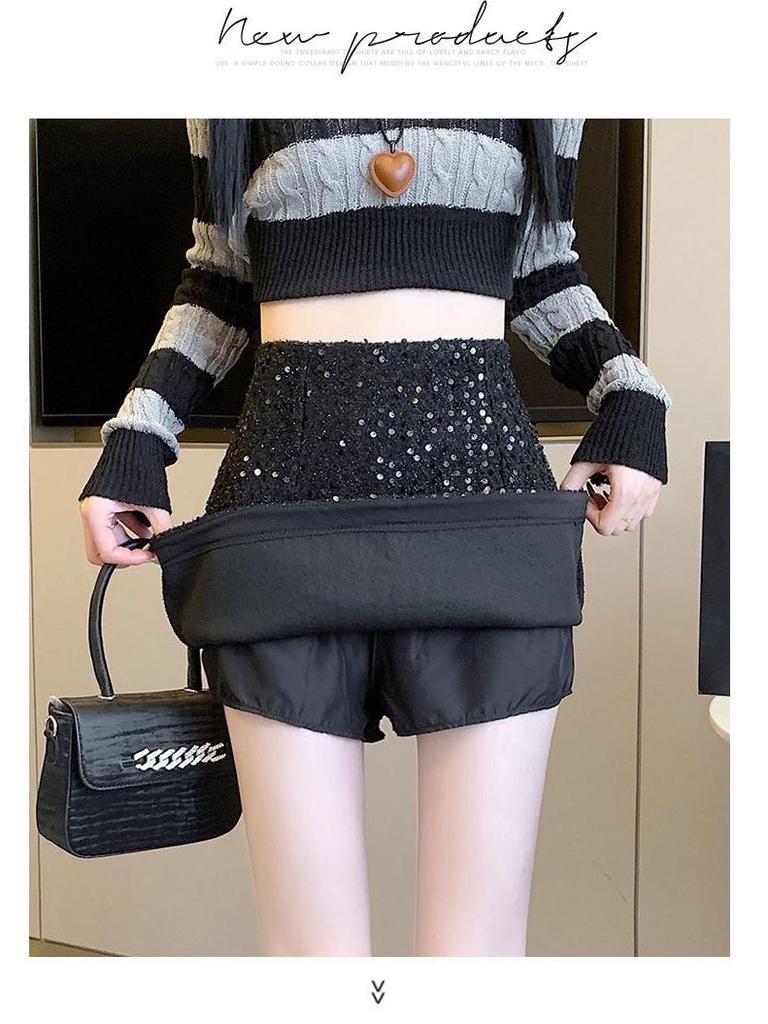 2024 French Chic Women's Sequin Tweed Pencil Skirt - Autumn/Winter Collection