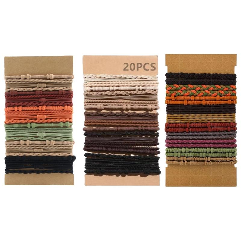 Fashionable Styles Elastic Hair Ties 20Pcs Sturdy Stretch Ponytail Holders for Women and Girls with Thin or Curly Hair