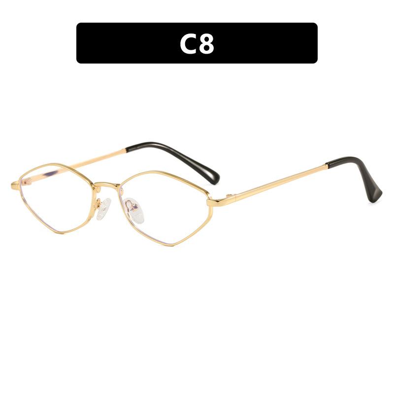 

New Style of High-end Polygonal Small Frame Sunglasses for Women Made of Metal Suitable for Catwalk Fashion Sunglasses as pictures