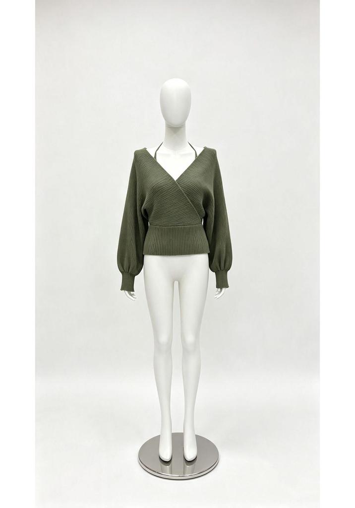 2025 Autumn/Winter V-neck European-American Designer Two-piece Look Knit Sweater with Subtle Sexy Design