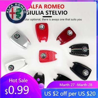 For Alfa Romeo 2026 Hot Sticker Car Key Cover Replacement Key Case for Alfa Romeo Stelvio Giulia Tonale Carbon Fiber Style