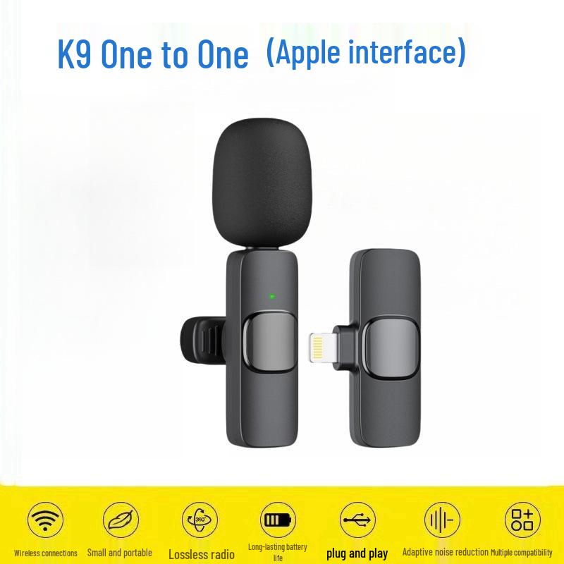 K1K9 Wireless Lavalier Microphone K15 - Dual Mobile Live Streaming & Outdoor Recording Noise-Reducing Mic