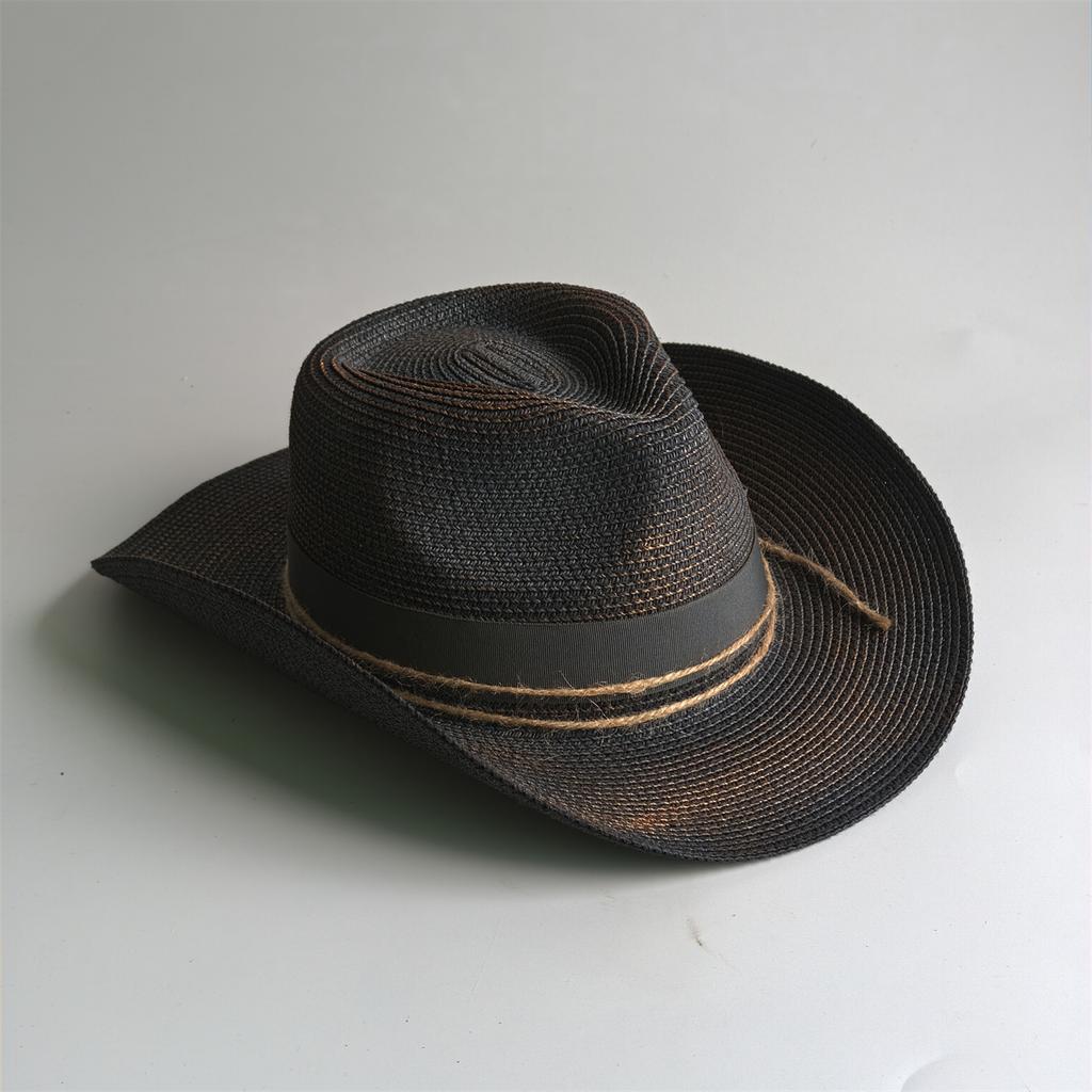 Painted Tie-Dye Cowboy Hat Unisex Sun Hat Wide-Brimmed Malleable Straw Woven Western Cowboy Hat Music Club Party Holiday Hat