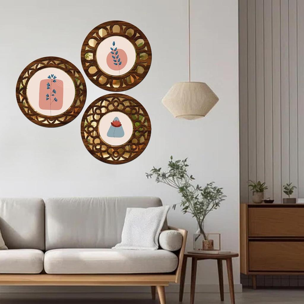 Wooden Mirror Style Modern Art Wall Décor Items for Living Room | Home Décor Items | Room Decortaion Items for Bedroom | Home Décor