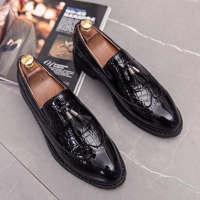 Fashion Leather Black Mens Casual Shoes Breathable Shoes Oxford Office Shoes For Men Luxury Dress Shoes Slipon Wedding Shoes For Men