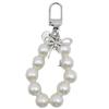 Bowknot Shaped Keychain Pendant Pearls Beaded Butterfly Knot Key Chain Fashionable Bow Ornament for Phones and Bag