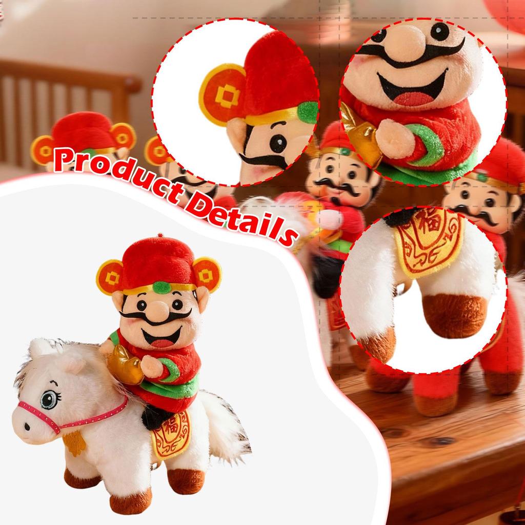 Year Horse God of Wealth Toy Ornament Adorable Collectible Soft