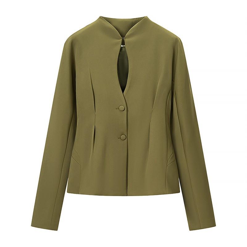 2026 Womens Elegant Slim Fit Long Sleeve Blazer Hollow Out Office Work Coat