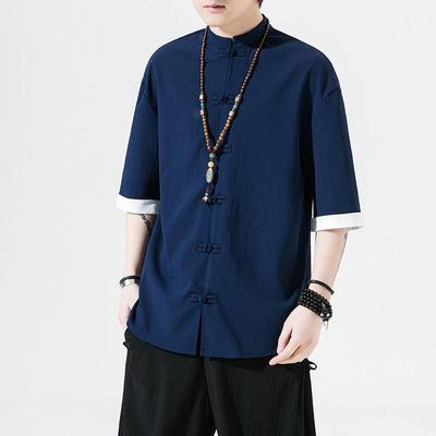 2024 Herren Retro Chinesischer Stil Baumwolle Leinen Tang Anzug Hemd - Übergröße Sommer Freizeitmode