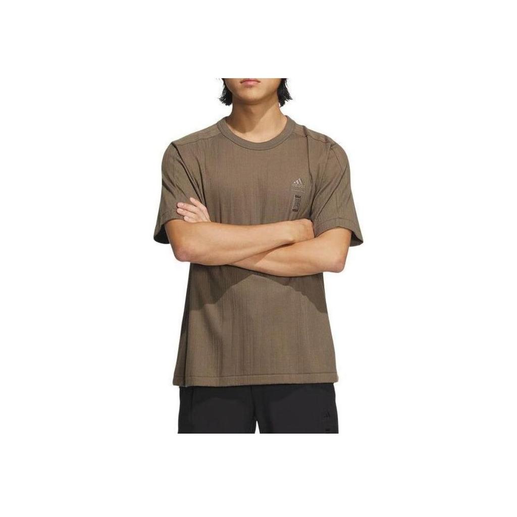 Adidas Comfortable Casual Crew Neck Sport Short Sleeve T-Shirt Men Tops Dark-Olive-Green IW1516