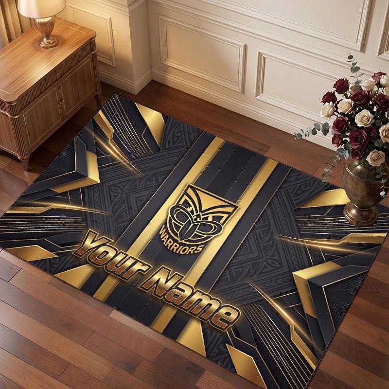 Wigan Warriors Personalized Crystal Velvet Carpet, Customized Name Text Soft Anti‑Slip Rug for Living Room Bedroom