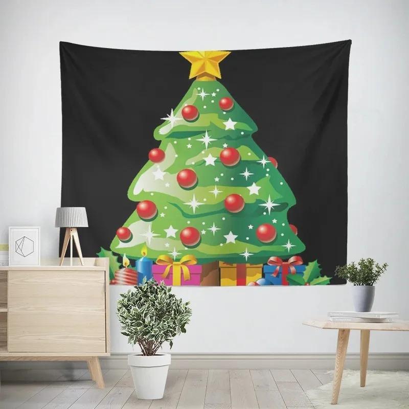 Cartoon Weihnachtsmann Muster Wandteppich Zuhause Schlafzimmer Wohnzimmer Wanddekoration Weihnachts-Themen Wandteppich