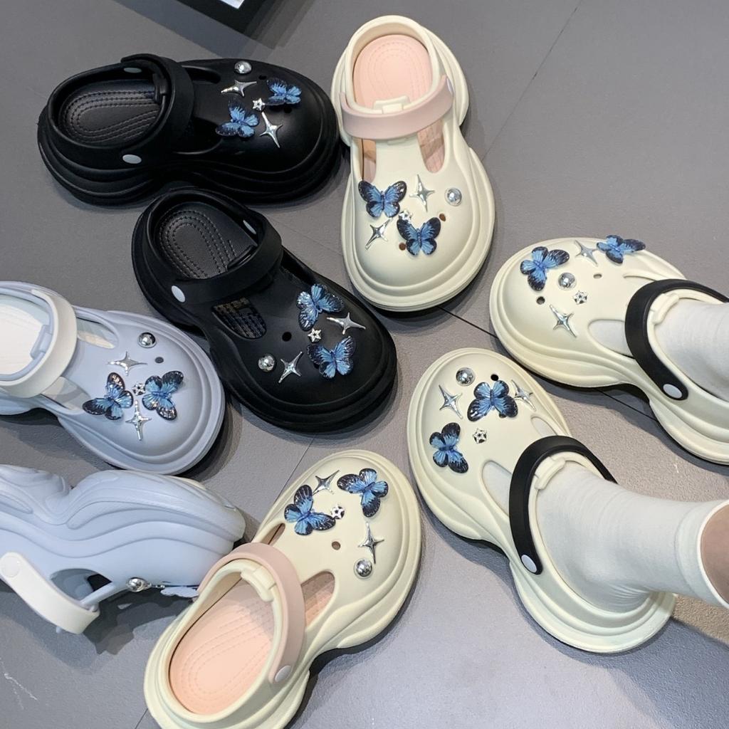 7.0Cm Heightening Hole Shoes Women's Fashion Versatile Trend Outer Wear Runaway Tired Feet Non-slip Bag Head Slippers