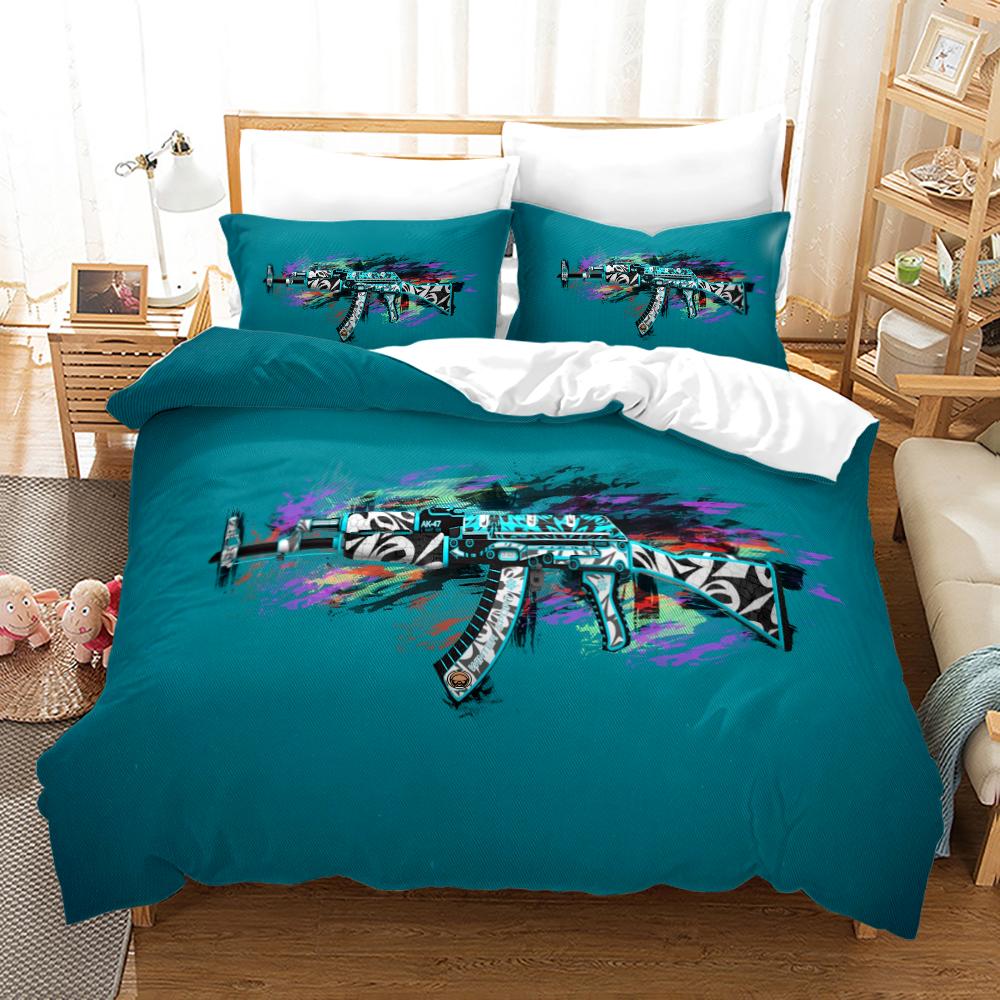 AK47 Knight Academia Anime Duvet Cover Set with Pillow Covers Polyester Teens Kids Bedding Set Full Queen King Size Bed Linen