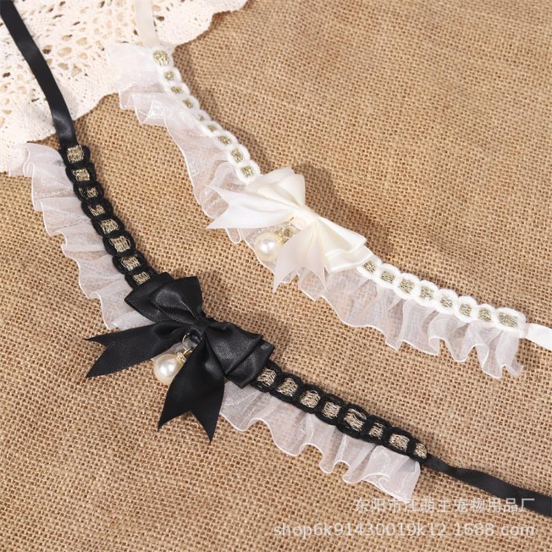 Cat saliva towel Xiaoxiangfeng pet scarf cute bow lace collar fairy cat dog doll collar