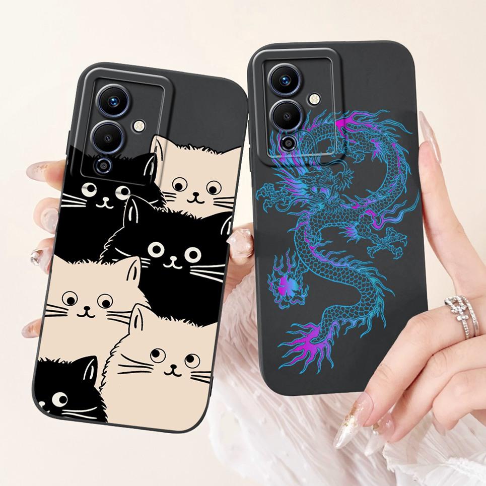 Cartoon Fashion Back Cover For Infinix Note 12 Pro 5G Phone Case Infinix X671B Soft Silicone Dragon Astronaut Black Cat Funda