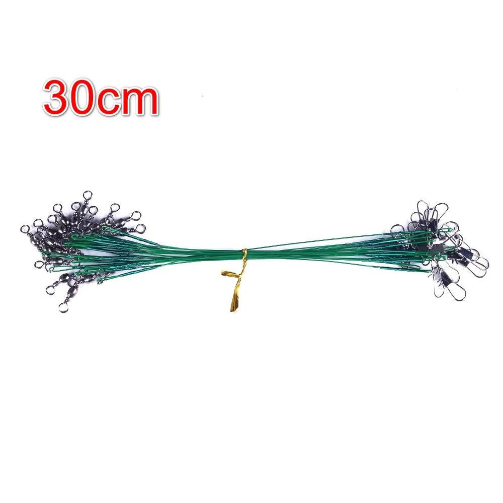 20pcs 15/20/25cm Anti-bite Steel Wire Leader Leashes For Fishing 50LB With Swivel Fishing Lure Accessories Pike Bass
