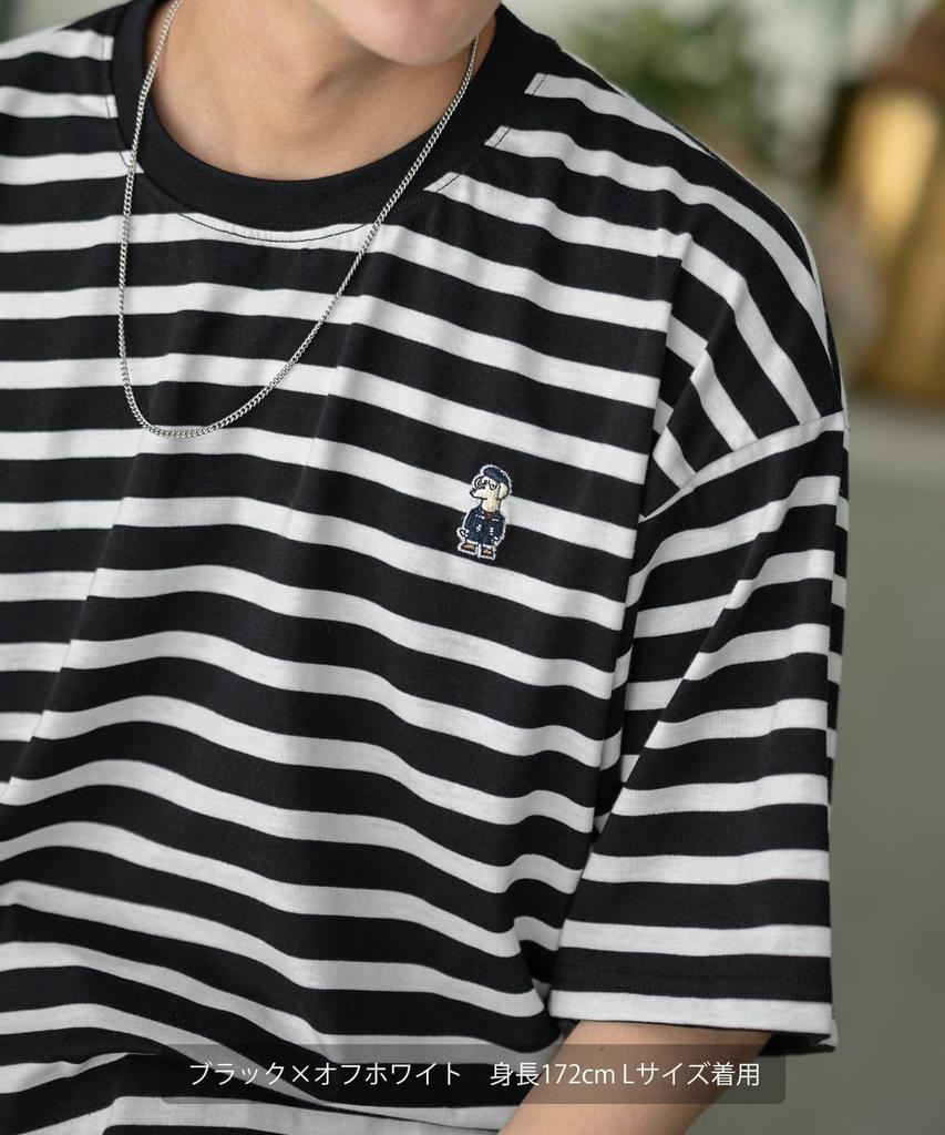 IMPROMES Casual SIDEWAYSTANCE Embroidered Downer Dog Border Short Sleeve T-Shirt, Men's, Off-White X Navy