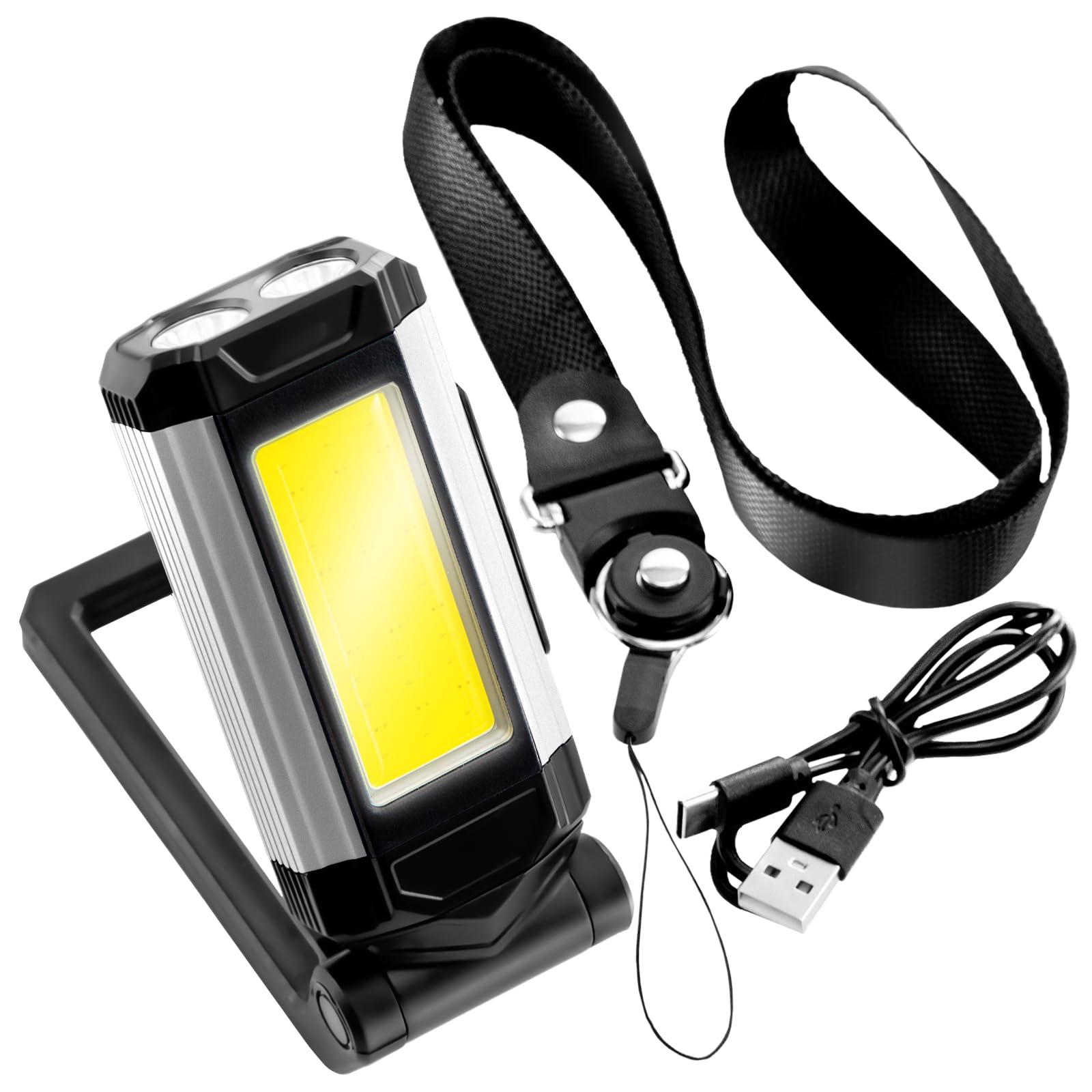 LED Work Light, Foldable Work Light, Waterproof, USB , Magnetic, Flashlight, COB Light, Emergency серебряный