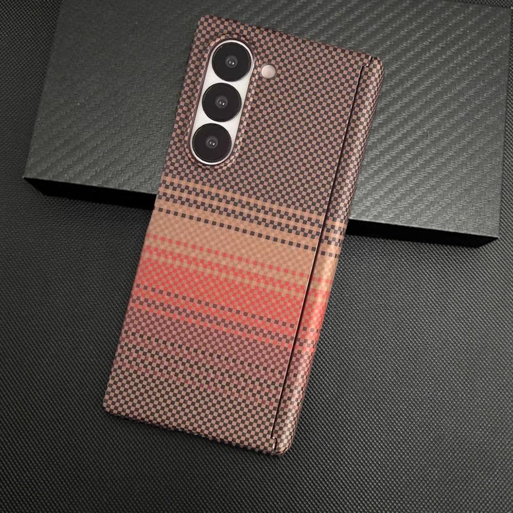 Business Fiber Kevlar Texture Slim Anti-Drop Case For Samsung Galaxy Z Fold 7 6 5 Hidden Magnetic Charging Protector Cover Funda