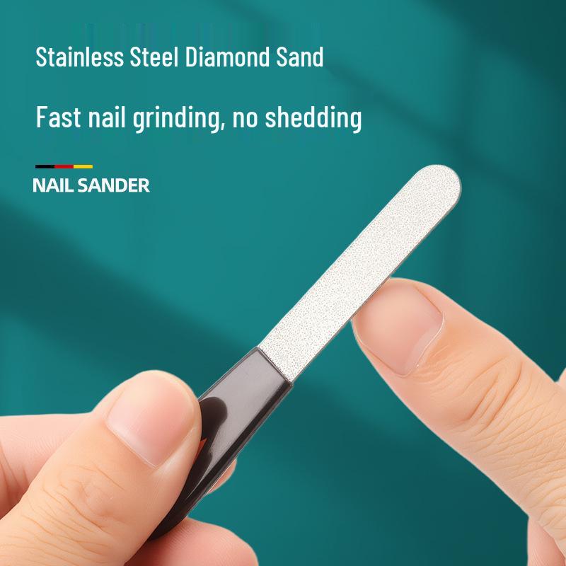 Mini Double-Sided Stainless Steel Nail File with Round Head Buffer and Polisher