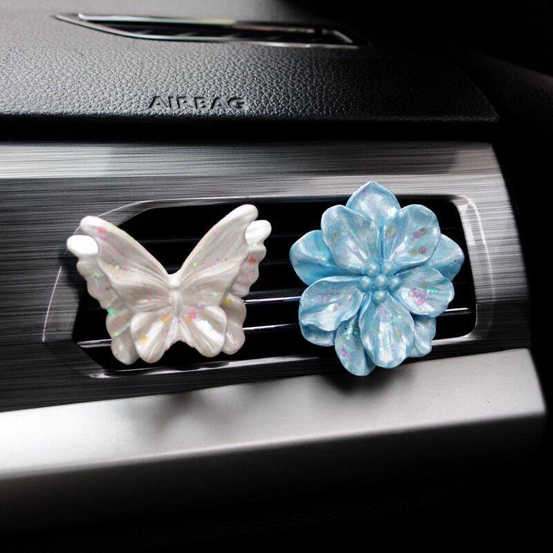 Car Air Vent Fragrance Diffuser, High-End Camellia Butterfly Aroma Stone, Car Interior Decoration Diffuser