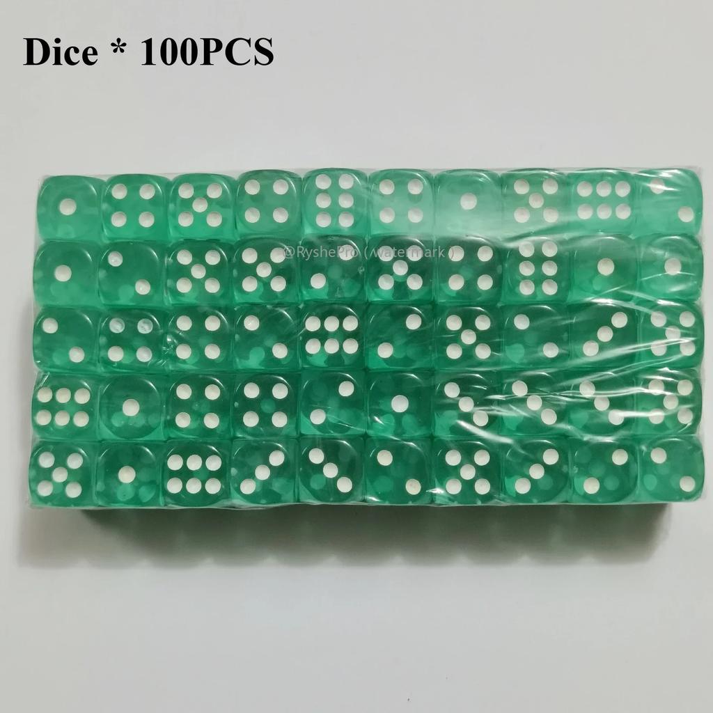 100 Pieces Colored Dices 14mm 6 Sided with Acrylic Material Standard Game Dice Set for Board Games Parties Classroom Math Dice