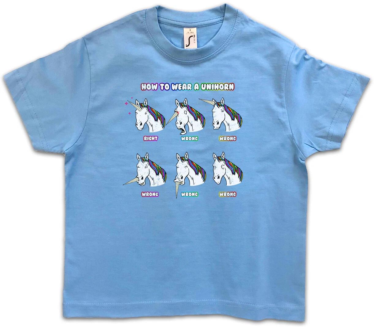 HOW TO WEAR A UNIHORN II Kids Boys T-Shirt Horn Rainbow Fun Fairies Princess- 140
